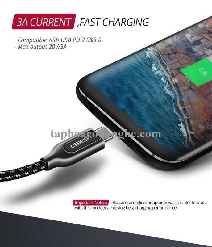 Ugreen 50223 0.5M Cáp USB TypeC sang USB mạ Zinc alloy cao cấp US265 30050223